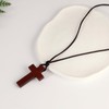 JISHGS Natural Wood Cross Pendant Necklace for Men Women， Simple