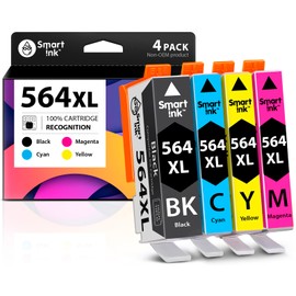 Smart Ink Compatible Ink Cartridge Replacement for HP 564 XL 564XL High Yield (4 Combo Pack) for DeskJet 3520 3522 Photosmart 7520 6520 5520 7525 5514 7510 OfficeJet 4620 Printers