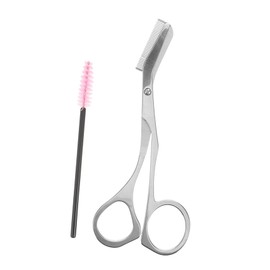 minkissy Eyebrow Trimming Scissors with Comb and Brush for Women Precision Sharp Silver Grooming Tool for Brow Shaping and Detailed Makeup Compact Travel Friendly Beauty Accessory