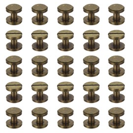 PATIKIL 50 Sets Chicago Screws, 8mm L Chicago Screw Slotted Binding Post Screw Bolts Rivets Brass Fasteners Connectors for Leather Belt Scrapbook Photo Albums, Bronze