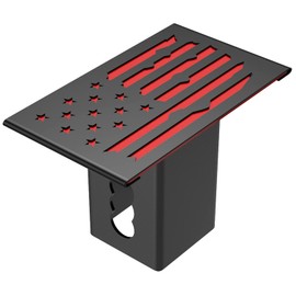 TOEASYTY Heavy Duty Hollow Out American Flag Metal Trailer Hitch Cover for 2-inch Receiver (with 5/8-inch Pin Dia Anti-Theft Hitch Lock, Black&Red)