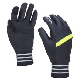 SEALSKINZ Solo Unisex Reflective Glove - Black/Neon Yellow, Medium