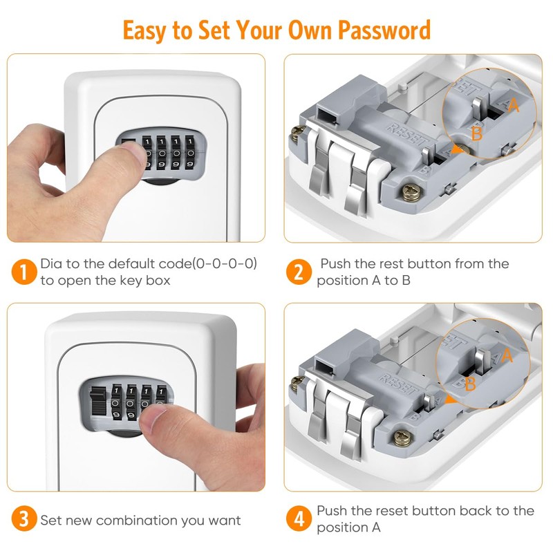 Key Lock Box Wall Mounted, Fayleeko 4 Digit Combination Lockbox