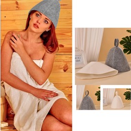 Mirhua Sauna Hat, Shower Cap, Bath Accessories, For Saunas, Steam Rooms, Gray, Felt Fabric, Sauna Cap for Men and Women