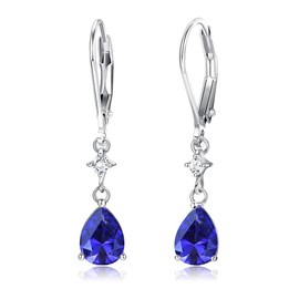 Adramata Women's Earrings Silver 925 Hanging Shiny CZ Drop Earrings Fashionable Blue Earrings with Pendant Earrings Silver 925 Hanging Earrings Silver Earrings Gifts for Women, Sterling Silver