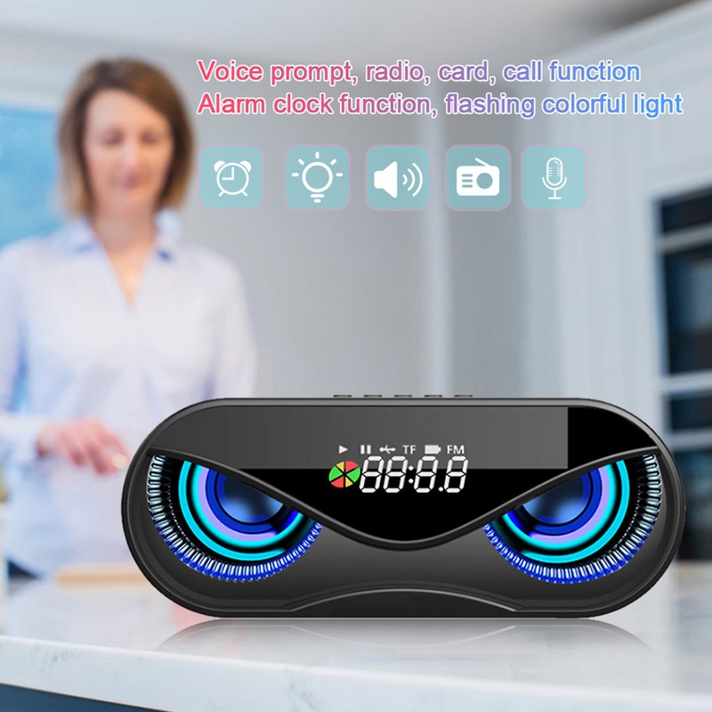 ABS Multifunction Alarm Clock Bluetooth Speaker Voice Prompt Call Function