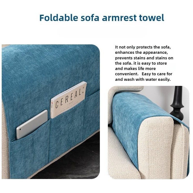 CEYISZHU Thick Chenille Armrest Covers Set of 2 for Armchair