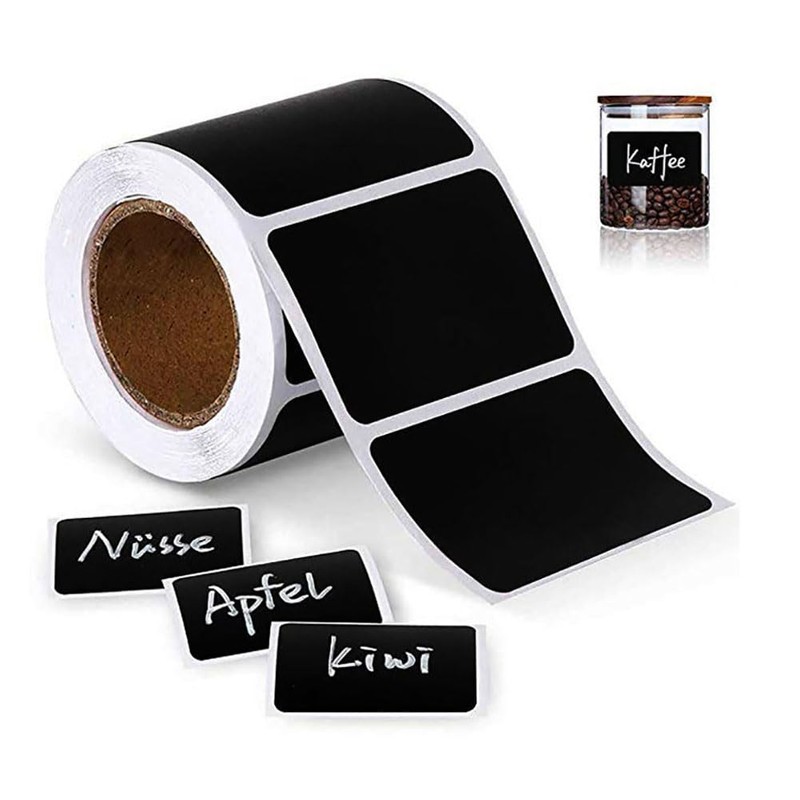 FSSTUD 240 Pcs Reusable Black Chalkboard Labels Rectangle Spice Jar