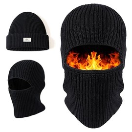 Mayoii Dual-Use Thermal Balaclava, Multifunctional Ski Mask, Elastic Balaclavas for Men, Warm Windproof Mens Beanie Hat, Winter Hat for Outdoor Sports (UK, Alpha, One Size, Black)