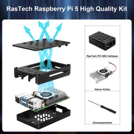 RasTech Raspberry Pi 5 8GB Kit with Active Cooler, Pi 5 ABS Case and Screwdriver
