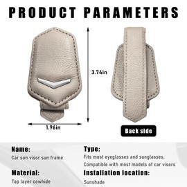 Gasedin Sunglass Holder for Car Visor, Carbon Fiber Leather Vehicle Eyeglasses Hanger Mount, Magnetic Eyeglasses Holder with Ticket Card Clip, Universal Interior Car Accessories (Beige)