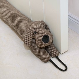Marwood Under Door Draft Stopper Decorative Wind Stopper 42 inch for Door & Window, Weighted Animal Air Draft Stopper Snake Noise Blocker for Bottom of Door with Hanging Loops - Brown Dog