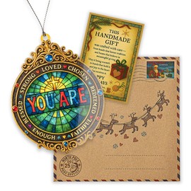 Christian You Are Cross Ornament – christian ornament – religious gifts – bible decor – christmas ornament – Suncatcher effect stained glass window hanging – Car Hanging