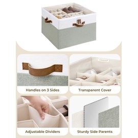 StorageWorks Shoe Organizer for Closet, Fits up to 16 Pairs, Shoe Cubby Storage Containers with Adjustable Dividers and Clear Cover, Green & White