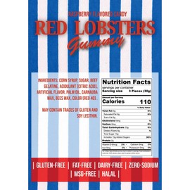 SweetGourmet Red Lobsters Gummy Chewy Candy, Raspberry Flavor, Halal, 4 Pound Bulk Bag