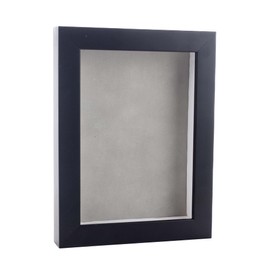 8x12 Shadow Box Frame Black Wood | with a 3/4" Usable Display Depth | Includes a Light Grey Real Suede Texture Acid-Free Backing Board, UV Resistant Acrylic, and Hanging Hardware