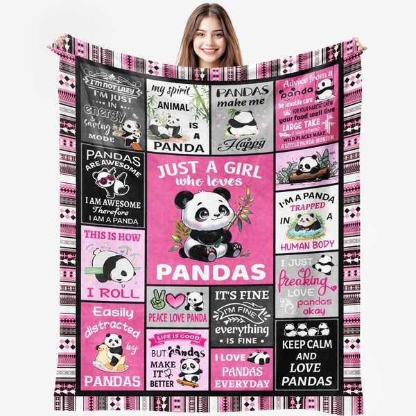 Panda Blanket, Soft Flannel Panda Throw Blanket, Pandas Gifts for