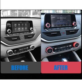 XITER Center Console Knobs AC Air Conditioning Button Audio Function Rear Mirror Knob Switch Cover Trim Compatible with Nissan Altima 2019 2020 2021-2025/Rogue 2021 2022 2023 2024 2025(RED)