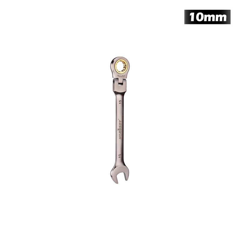 HORUSDY Flexible Head Ratchet Spanner, 10MM Metric Wrench Ratcheting Combination