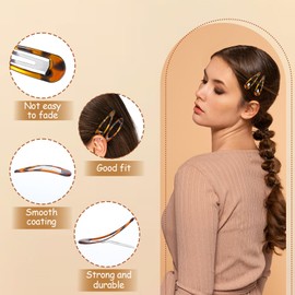 Ouligay Pack of 16 Hair Clips Girls 4 Sizes Snap Hair Clips Women's Thin Hair Non-Slip Hair Clip Tortoiseshell Metal Snap Clips Simple Vintage Hair Clips for Children Girls Women