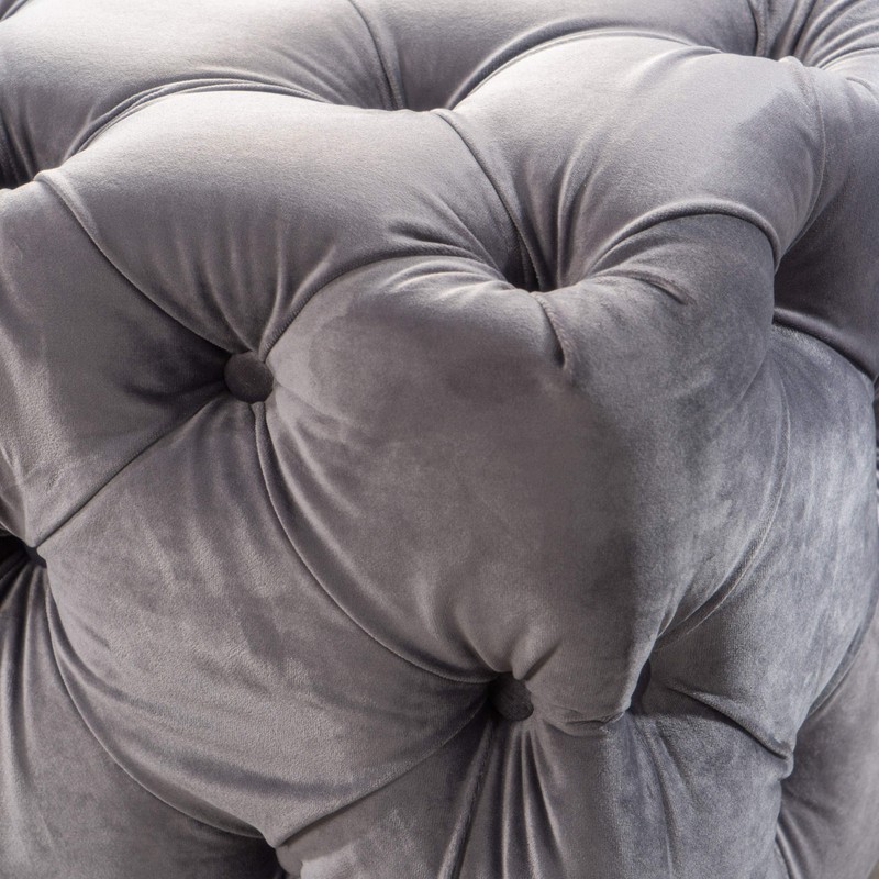 Provence Grey Tufted Velvet Fabric Rectangle Ottoman Bench