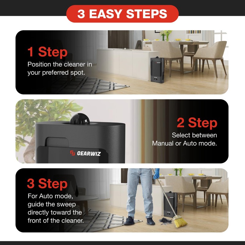 Gearwiz 1400W Touchless Automatic Vacuum Dustpan – Motion Sensor Hands-Free