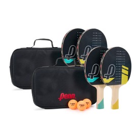 Penn 4-Player Table Tennis Paddle Set - Includes Four 5.0 Paddles, Six 3-Star ping Pong Balls, and Two Storage Pouches