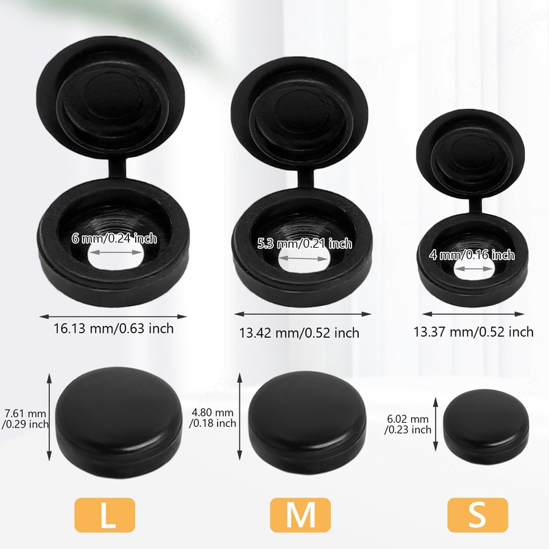 200 Pcs Plastic Screw Head Covers, Black Screw Caps, Fold