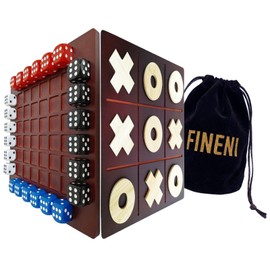 FINENI Dual Sides Battle & TicTacToe - Wooden Coffee Table Game for 2-4 Players