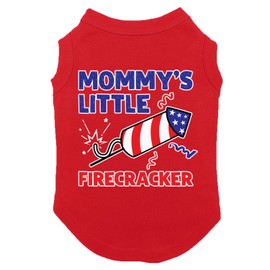 Mommy's Little Firecracker - USA Independence Day 4th of July Dog Shirt (Red, 2X-Large)