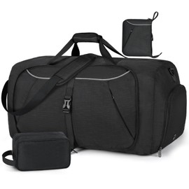 Foldable Travel Bag 65L 80L 100L Large Lightweight Sports Bag with Shoe Compartment for Men Women Weekender Bag Travel Luggage Bag for Travel, Gym, Holiday and Camping, black, travel bag