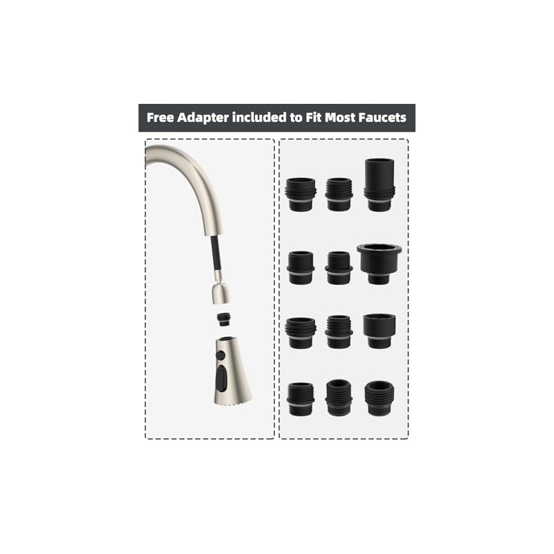 Hibbent 3-Function Pull Down Kitchen Faucet Head Replacement with 12