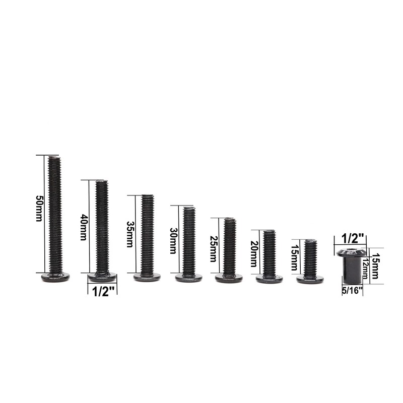 cSeao 10-Pack M6 x 45mm Black Hex Socket Cap Furniture