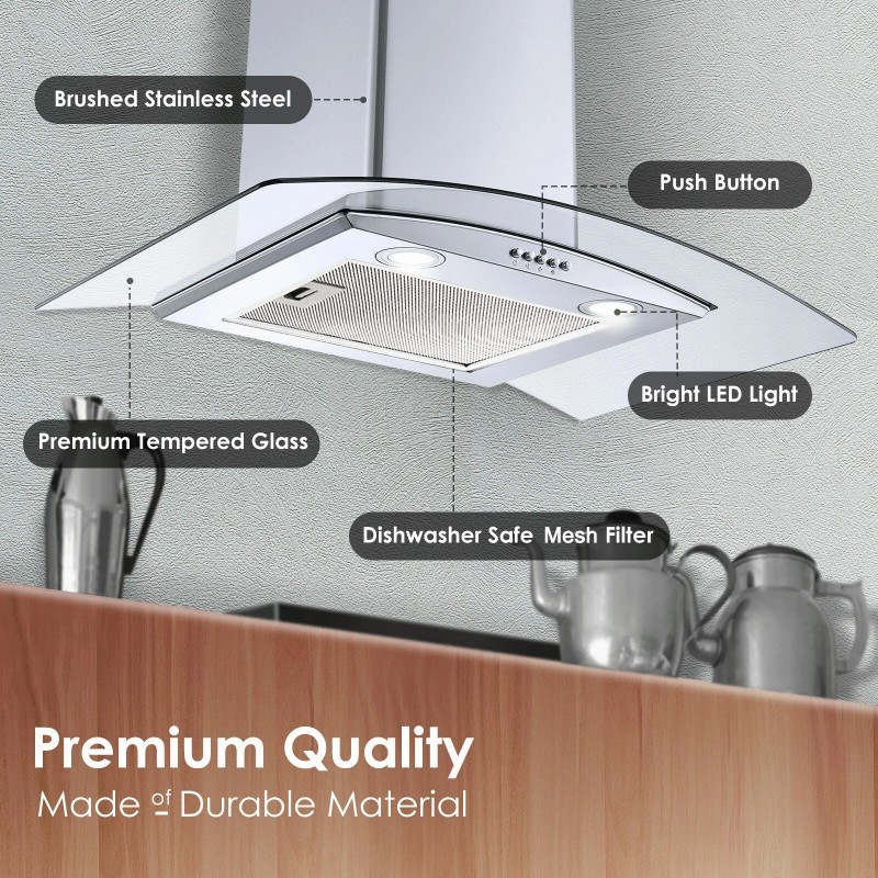 Tieasy Range Hood 30 Inch Wall Mount Kitchen Range Hood