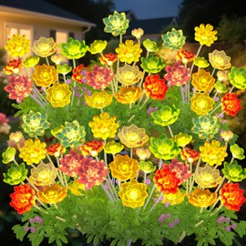 Kohlrabi Solar Garden Lights Outdoor, Upgraded 6 Pack Succulent Solar Lights, Gardening Gifts for Women, Succulent Plant Yard Decor Waterproof for Lawn Patio Pathway