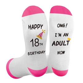 18th Birthday Gifts for Girls Keepsake,Unusual Unique Funny 18th Birthday Decorations Presents for Girl Her Friend Sister Bestie Daugther Grandchildren,Socks Women,18 Birthdays Gifts Ideas