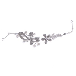 Alilang Silvery Tone Faux Pearls Clear Rhinestones Floral Hair Vine Bridal Wedding Accessory