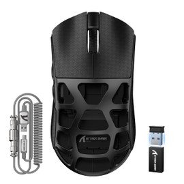 ATTACK SHARK R3PRO 46g SUPERLIGHT Magnesium Alloy Mouse, 8000Hz Wireless Polling Rate, 26000DPI, 2.4G/BT/Wired Gaming Mouse, PixArt PAW3395 Sensor, Programmable Mice with Coiled Cable, PC/Mac, Black