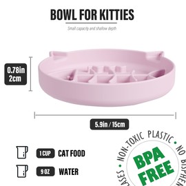 Slowpaw Silicone Cat Slow Feeder,Slow Feeder Cat Bowl Wet Food with Suction Cups，Puzzle Feeder Cat,Cat Interactive Toys,Effectively Reduce Overeating in Kitty (Gray+Pink, 1 Cup)