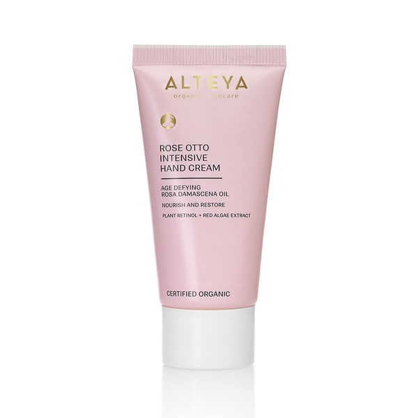 Alteya Organics Rose Otto Intensive Hand Cream - NaTrue Certified Organic Hand Skin Treatment Cream with Pink Damascena Oil - Moisturising and Repairing - 30ml
