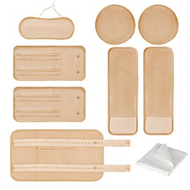 Organic Cotton Castor Oil Pack Wrap,9 Pcs Reusable Pack Kit for Neck Chest Waist Back Knee and Feet,Hot or Cold Compress Castor Oil Pads Kit with Adjustable Elastic Strap