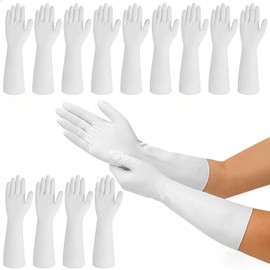 50 Counts 16" Long Disposable Nitrile Gloves,White,M