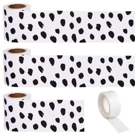 AWIZOM 99 Feet Black Painted Dots Bulletin Board Border Dots Straight Border Trim Black White Dots Theme Classroom Decorations for Homeschool Back to School Theme Birthday Party Decor,3 Rolls