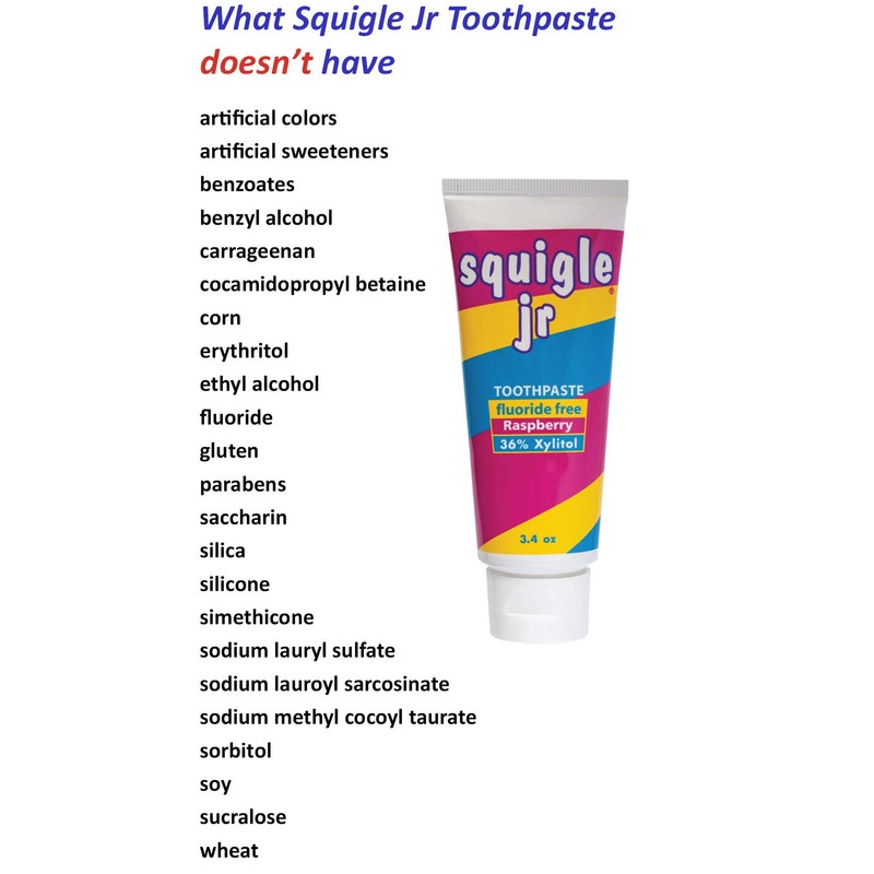Squigle Jr Toothpaste (for Infants, Toddlers), Travel Toothpaste, Prevents Cavities,