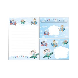 Letter Paper Set for Kids Animals Elephant Giraffe Letter Pad with Envelope for Girls and Boys (A5 Pad with 25 Sheets + 15 Envelopes)