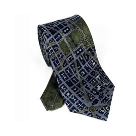 Josh Bach Men's CIVITAS Map of Washington DC Silk Necktie in Blue-Gray, Made in USA