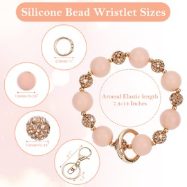 Ymapinc Silicone Beaded Wristlet Keychain With Key Ring,Wristlet Key Chain Rings for Women Chain Bracelet Elastic Bangle
