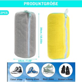 Pack of 2 Shoe Wash Bags, Washing Machine, Reusable Shoe Bag, Washing Machine, Washing Bag, Laundry Net Shoes Laundry Bag with 360° Cleaning Fluff, Multi Protection Shoe Wash Bag, for Trainers