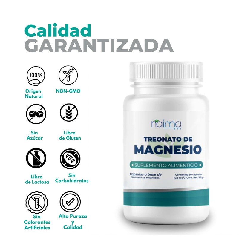 NAIMA Treonato de Magnesio 60 Cápsulas | Suplemento Alimenticio |