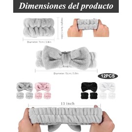 Diadema Skincare, 12 Piezas Bandas para el Cabello, Diseño Suave y Cómodo, Diadema para Skincare, Material de Tela, Ideal para Rutinas de Belleza y Cu